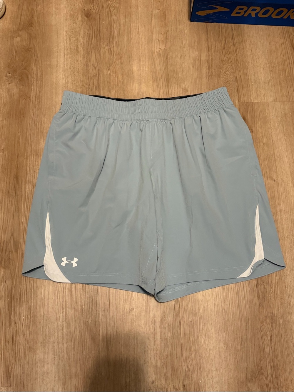 Under Armour Light Gray Men's Athletic Shorts with White Accents